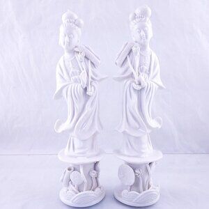Vtg 1974 Oriental Lady Porcelain Figurine Homco Taiwan Set Antique Asian Pair